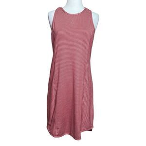 Title Nine Alpha Buttah Tank Dress Women's Medium Guava Red & Gray Striped